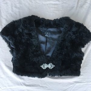 Faux Fur Shrug-Rhinestone Clasp - Petite Sm. Great Condition Rarely Worn